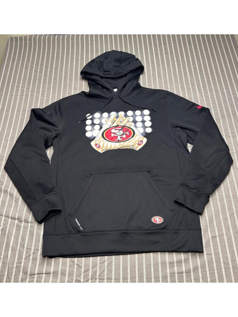 Nike San Francisco 49ers Therma-Fit black pullover hoodie Men's Large